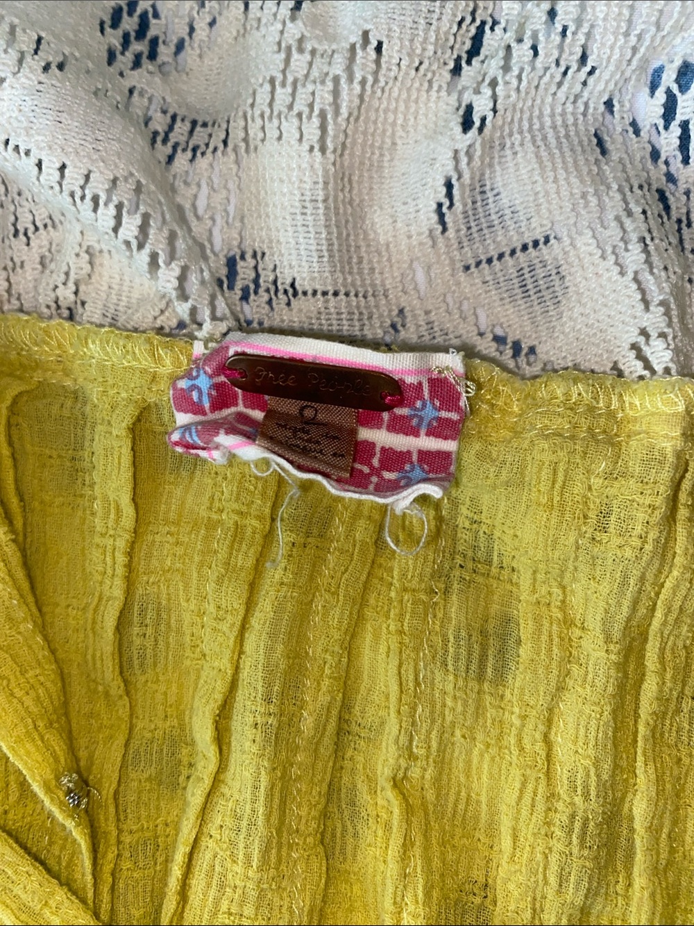 Free People Chartreuse & Cream Lace-Panel Camisole - Picture 2 of 4